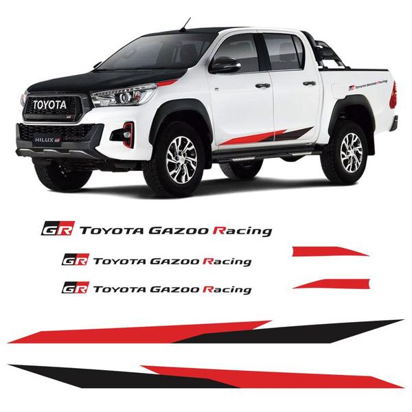 Imagem de Faixa Hilux Gr Toyota Gazoo Sport V6 Adesivo Vermelho/preto