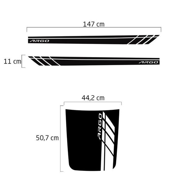 Imagem de Faixa Lateral Argo 2018/2021 E Adesivo Aplique Do Capô Preto