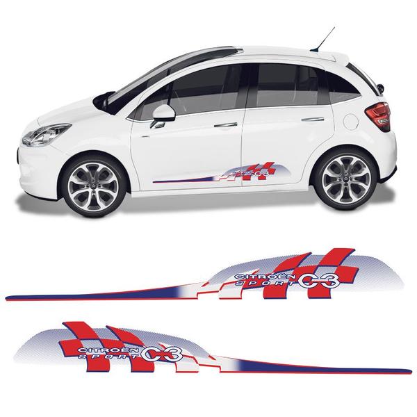 Imagem de Faixa Lateral Citroen C3 Sport 2013/2020 Adesivo Portas Kit