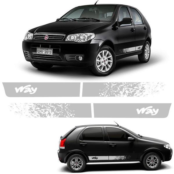 Imagem de Faixa Lateral Fiat Palio Way 2014/2019 Adesivo Prata Decorado