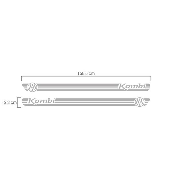 Imagem de Faixa Lateral Kombi Logo Volkswagen Adesivo Decorativo Prata