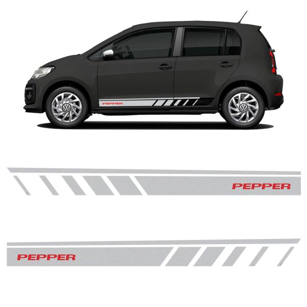 Faixa Lateral Pepper Up, Saveiro, Fox 2014/23 Adesivo Cinza - SPORTINOX Imagem de Faixa Lateral Pepper Up, Saveiro, Fox 2014/23 Adesivo Cinza