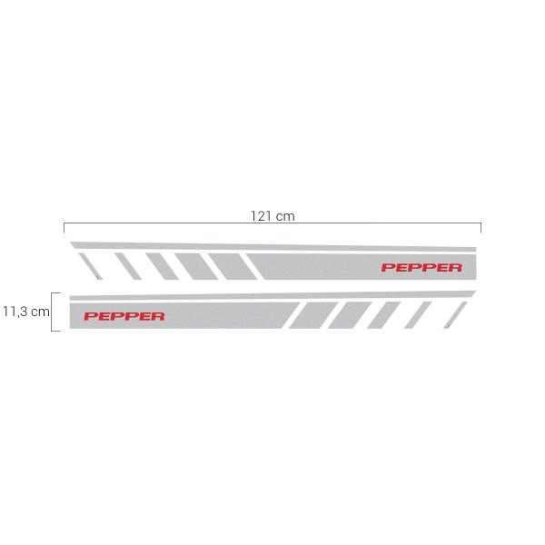 Faixa Lateral Pepper Up, Saveiro, Fox 2014/23 Adesivo Cinza - SPORTINOX Imagem de Faixa Lateral Pepper Up, Saveiro, Fox 2014/23 Adesivo Cinza