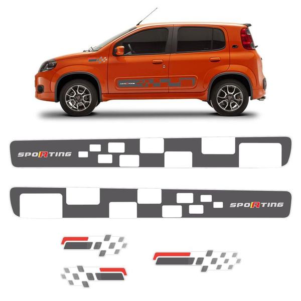 Faixa Novo Fiat Uno Vivace Sporting Adesivo Grafite Completo - SPORTINOX Imagem de Faixa Novo Fiat Uno Vivace Sporting Adesivo Grafite Completo