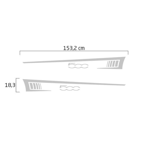 Imagem de Faixa P/ Fiat 500 Sport Cinza Adesivo Lateral - Genérico