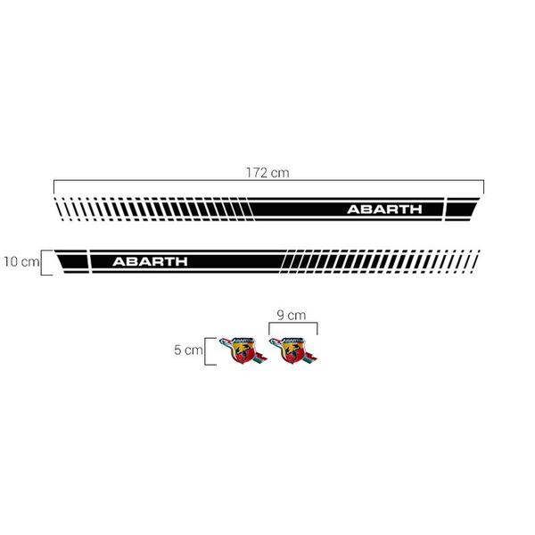 Imagem de Faixa Para Fiat 500 Abarth Preto + Emblema Lateral Genérico