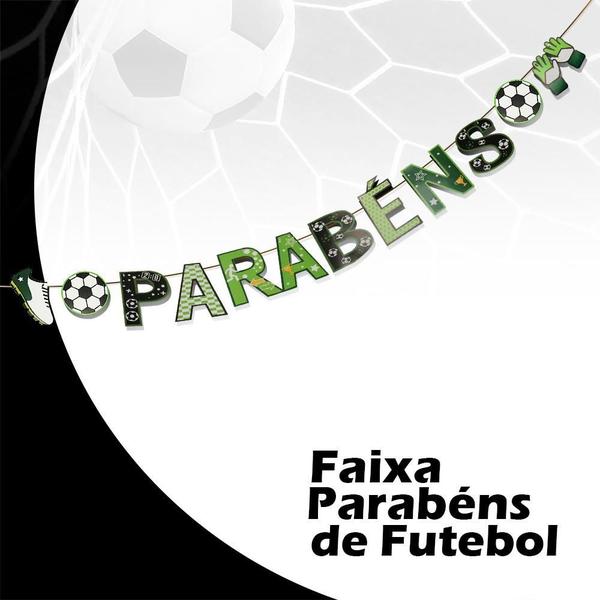 Imagem de Faixa Parabéns Tema Futebol Com 3 Metros Torcer E Comemorar SilverFestas