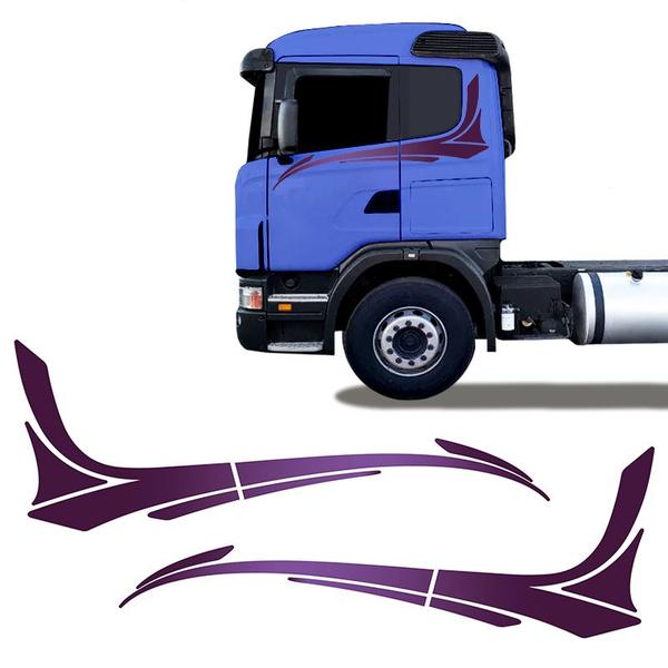 Imagem de Faixa Scania 124 2008 Adesivo Roxo Lateral Modelo Original