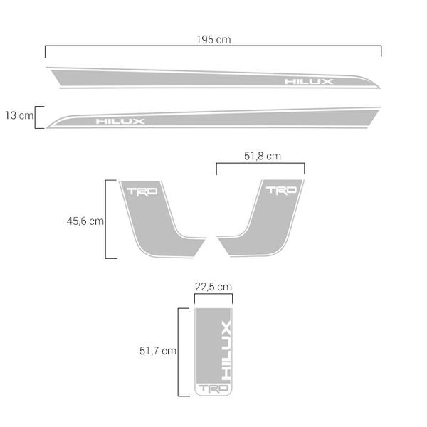 Imagem de Faixa Toyota Hilux Trd Sport Adesivo Cinza Lateral/Caçamba