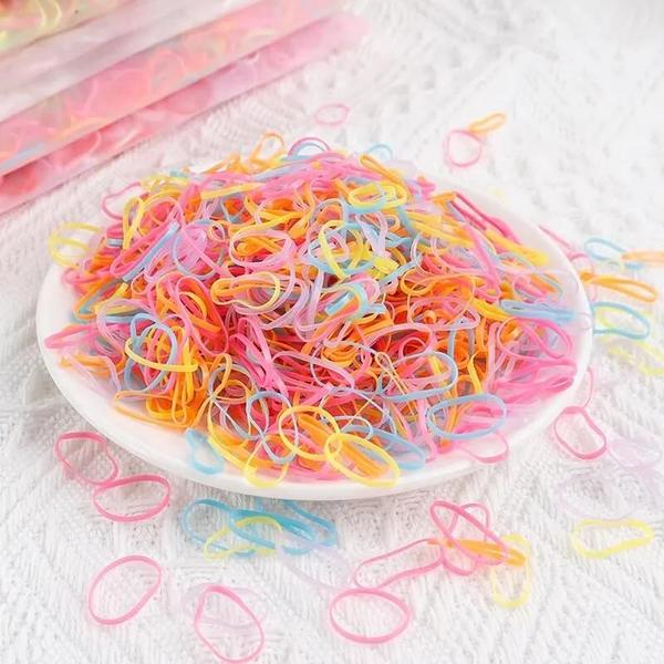 Imagem de Faixas de Cabelo Elásticas Descartáveis - 1000 Peças Coloridas - Suporte para Rabo de Cavalo