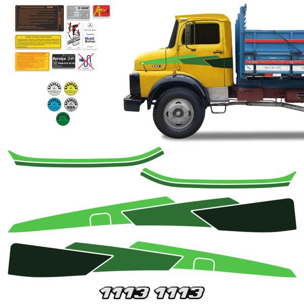 Faixas Mercedes Benz 1113 Adesivo Verde Lateral + Emblemas - SPORTINOX Imagem de Faixas Mercedes Benz 1113 Adesivo Verde Lateral + Emblemas