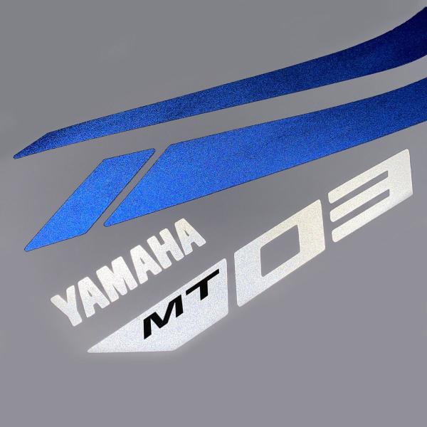 Imagem de Faixas Moto Yamaha Mt-03 2019/2020 Adesivo Azul Refletivo