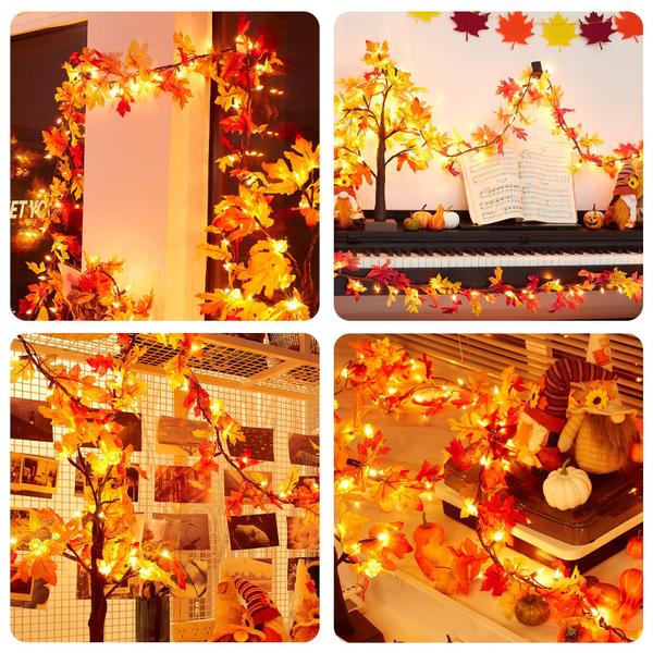 Imagem de Fall Garland Lights DEPMEM de 9 pés com 50 lâmpadas incandescentes