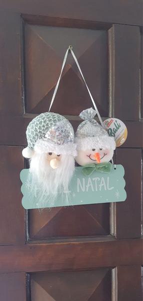 Imagem de Fam Bali Enfeite Pendurar Placa Papai Noel/Boneco De Neve 20Cm - ZEIN IMPORTACAO