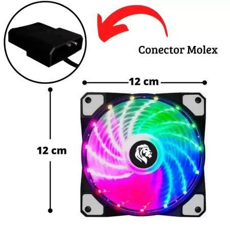 Imagem de Fan Cooler RGB Gamer 120mm Gabinete PC Gamer Ventoinha Ventilador Preto