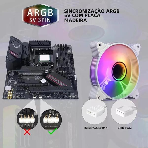 Imagem de Fan RGB Aigo AR12 PRO 120mm PWM - Iluminação ARGB para Gabinete de PC Gamer