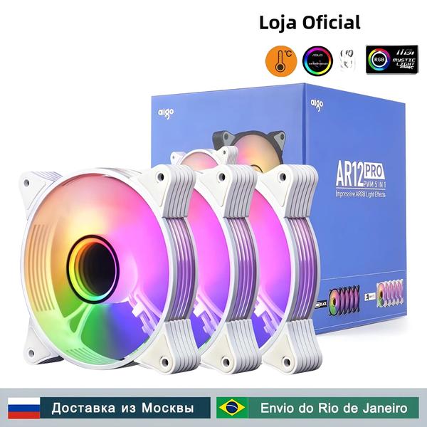 Imagem de Fan RGB Aigo AR12 PRO 120mm PWM - Iluminação ARGB para Gabinete de PC Gamer