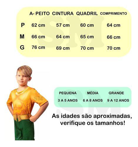 Imagem de Fantasia Aquaman Infantil Escola Curto Verão Dc Comics Tam G