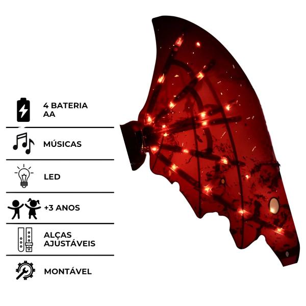 Imagem de Fantasia Asas Halloween Eletrônicas Led Movimento Som