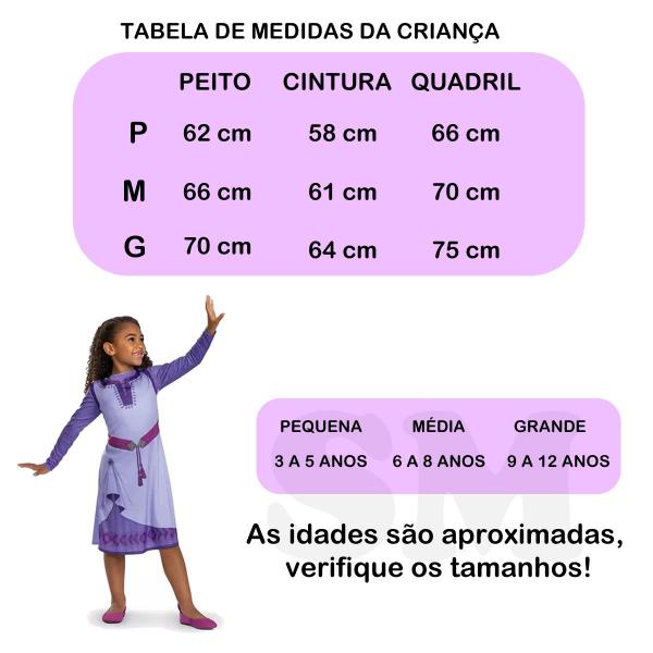 Imagem de Fantasia Asha Vestido Princesa Infantil Wish Disney Tam P