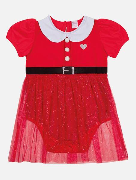 Imagem de Fantasia Bebê Menina De Natal Com Roupa Para Pet Vermelho Mundo Cinti