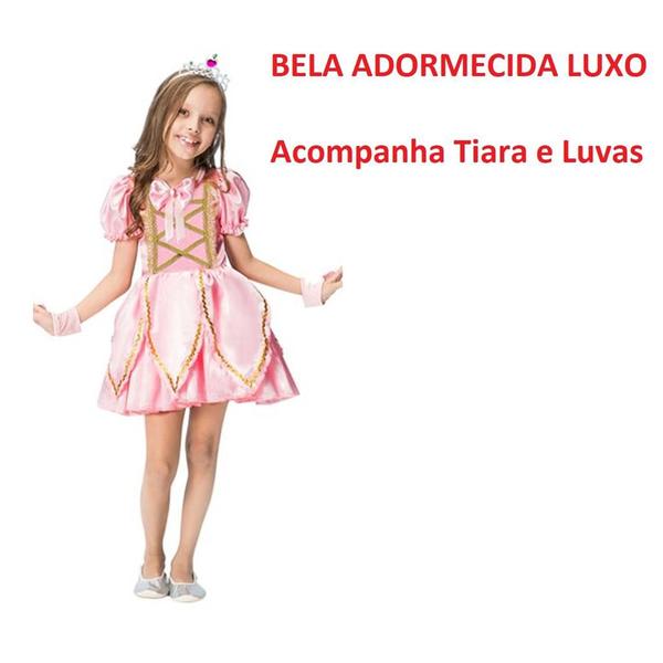 Imagem de Fantasia Bela Adormecida Vestido Rosa Menina Infantil Princesa