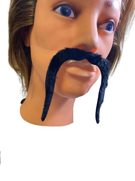 Imagem de Fantasia Bigode Falso Longo com laterais preto pelúcia