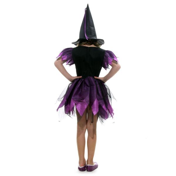 Fantasia Bruxa Encantada Roxa Luxo Vestido Infantil com Chapéu - Halloween - Diversos Imagem de Fantasia Bruxa Encantada Roxa Luxo Vestido Infantil com Chapéu - Halloween