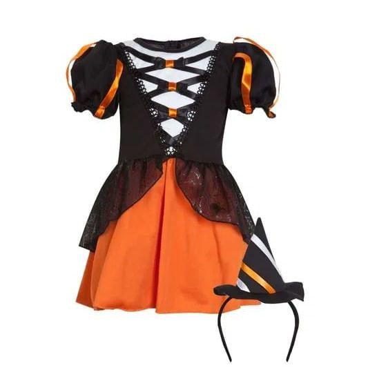 Imagem de Fantasia Bruxa Encanto Laranja Vestido Bebê com Chapéu - Halloween