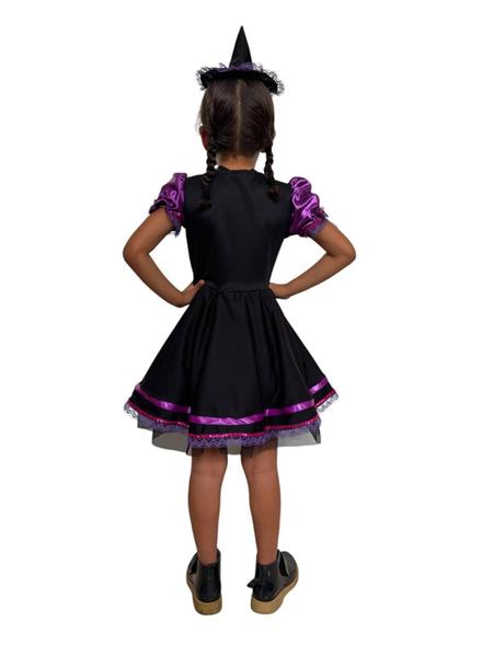 Imagem de Fantasia Bruxa Infantil Menina Halloween + Tiara/chápeu