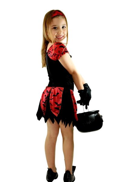Fantasia Bruxa Infantil, Vestido Halloween, Kit 2 Peças - Fantasia Bras Imagem de Fantasia Bruxa Infantil, Vestido Halloween, Kit 2 Peças