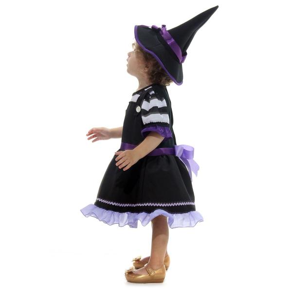 Imagem de Fantasia Bruxa Roxa Vestido Bebê com Chapéu - Halloween