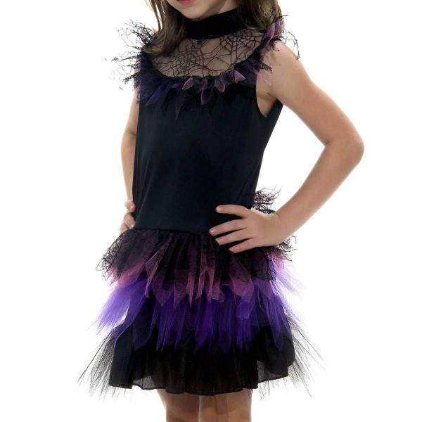 Imagem de Fantasia Bruxa Witch Infantil Colorida Com Tiara de Halloween