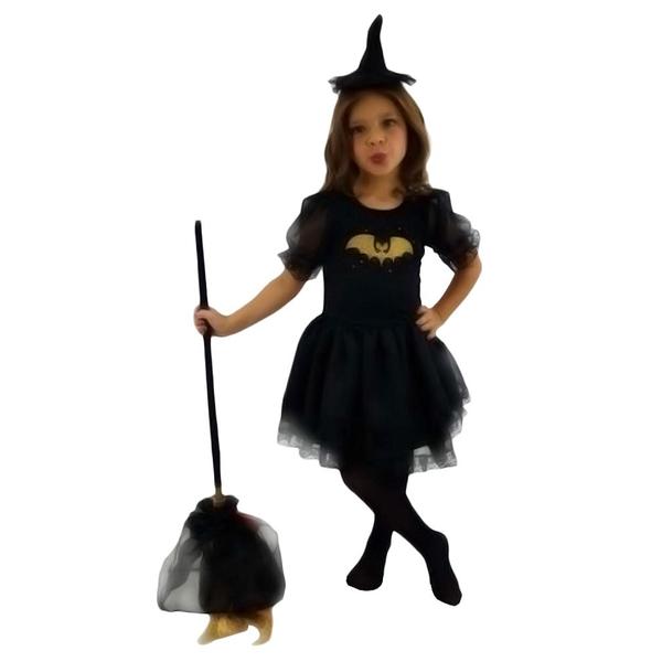 Imagem de Fantasia Bruxinha Morcego Dourado Infantil Halloween