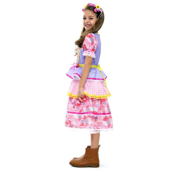 Fantasia Caipira Vestido Chiquinha Lilás com Tiara Infantil - Festa Junina - Sulamericana Imagem de Fantasia Caipira Vestido Chiquinha Lilás com Tiara Infantil - Festa Junina