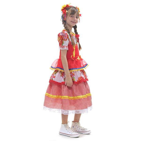 Imagem de Fantasia Caipira Vestido Chiquinha Sortida com Tiara Infantil  Festa Junina