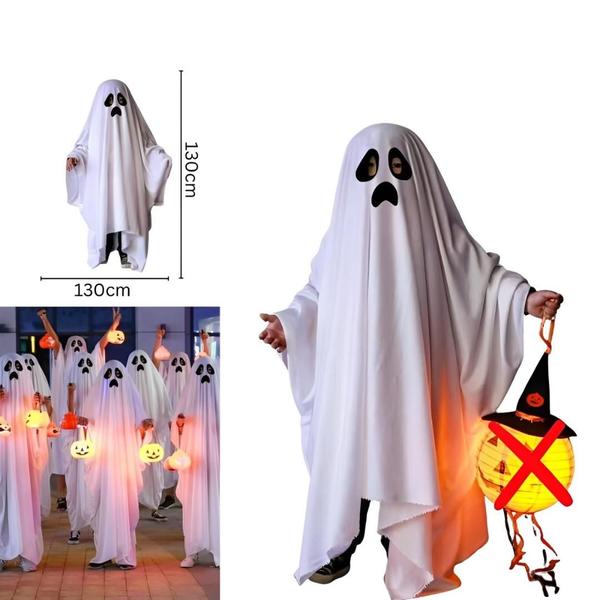 Imagem de Fantasia Capa Fantasma Infantil Assombração Assustador Ghost Festa Halloween Dia das Bruxas Noites do Terror Morte Zumbi