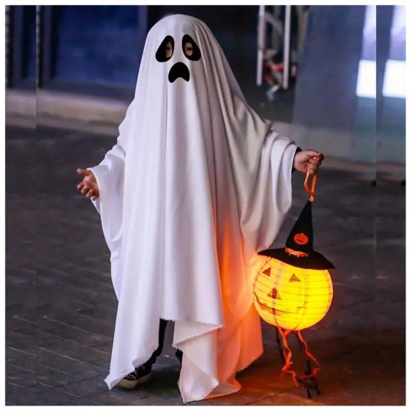 Imagem de Fantasia Capa Fantasma Infantil Assombração Assustador Ghost Festa Halloween Dia das Bruxas Noites do Terror Morte Zumbi