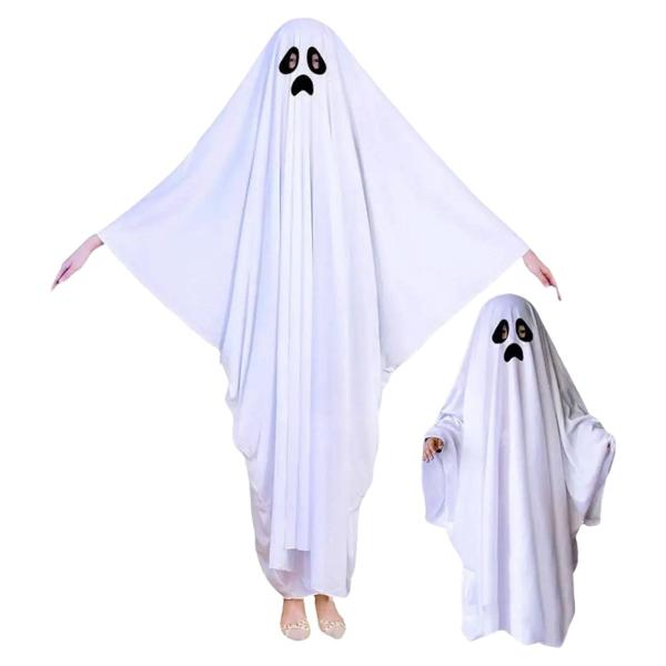 Imagem de Fantasia Capa Fantasma Infantil e Adulto Assombração Assustador Ghost Festa Halloween Dia das Bruxas Noites do Terror