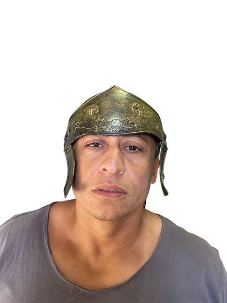 Imagem de Fantasia Capacete Gladiador Dourado Soldado Romano Plumas