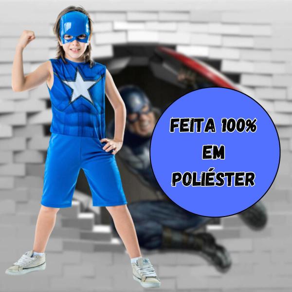 Imagem de Fantasia Capitão América Infantil Masculina Com Máscara Macacão Vingadores Para Menino  Toymaster