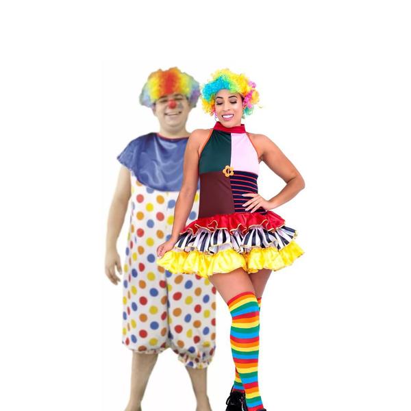 Fantasia Casal Palhaços Traje Adulto Palhaça e Palhaço de Festa Tema Circo Bloquinho Carnaval Dia das Crianças Halloween - Fest Island Imagem de Fantasia Casal Palhaços Traje Adulto Palhaça e Palhaço de Festa Tema Circo Bloquinho Carnaval Dia das Crianças Halloween