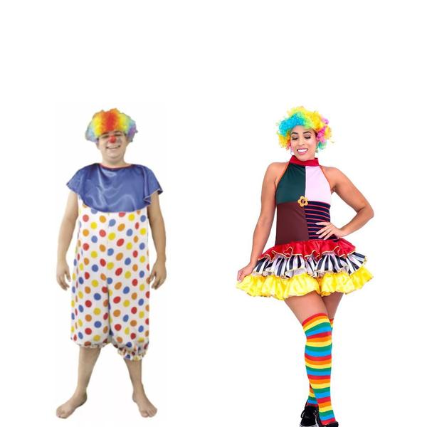 Fantasia Casal Palhaços Traje Adulto Palhaça e Palhaço de Festa Tema Circo Bloquinho Carnaval Dia das Crianças Halloween - Fest Island Imagem de Fantasia Casal Palhaços Traje Adulto Palhaça e Palhaço de Festa Tema Circo Bloquinho Carnaval Dia das Crianças Halloween