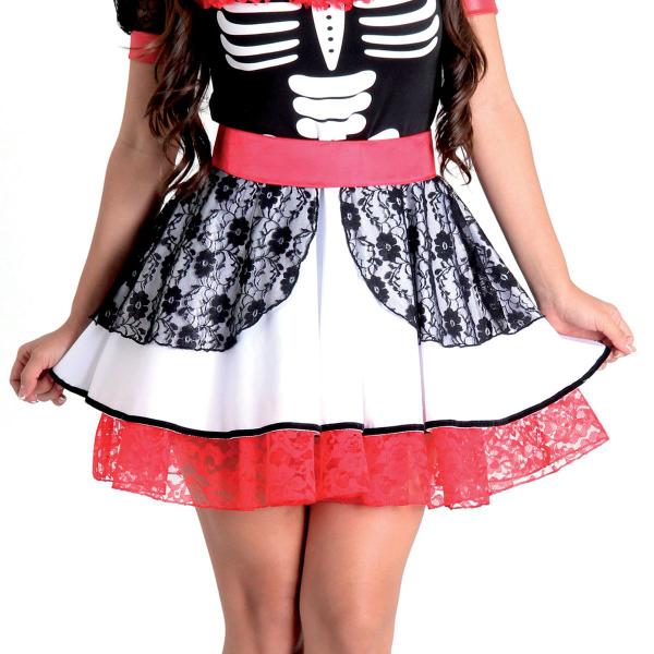 Imagem de Fantasia Caveira Mexicana Vestido Adulto com Tiara - Halloween