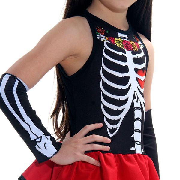 Imagem de Fantasia Caveira Mexicana Vestido Infantil com Tiara - Halloween