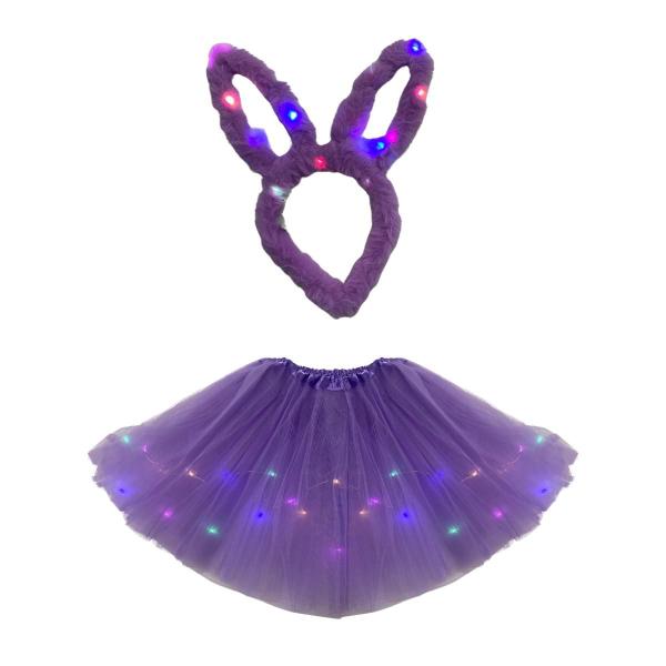 Imagem de Fantasia coelhinha carnaval KIT completo saia tiara com LED brilhante festa