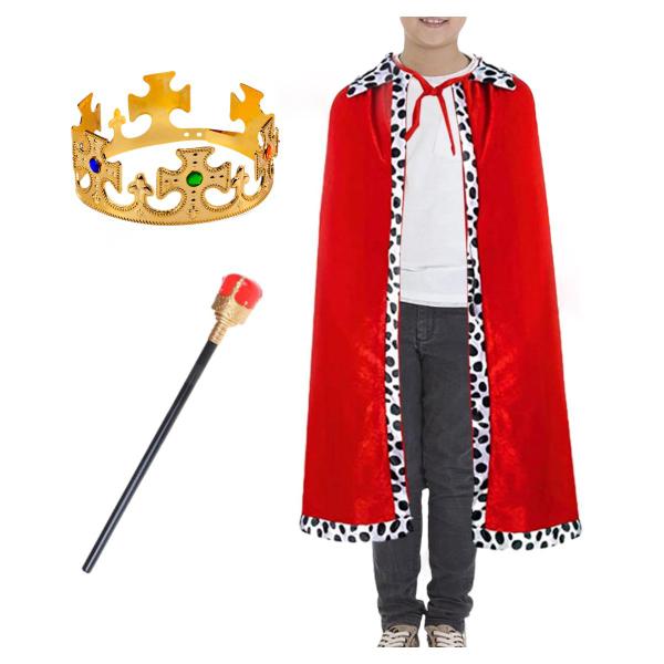 Imagem de Fantasia Completa Capa de Rei Infantil Cosplay Imperador Realeza Traje Manto Príncipe Encantado Festa de Aniversário
