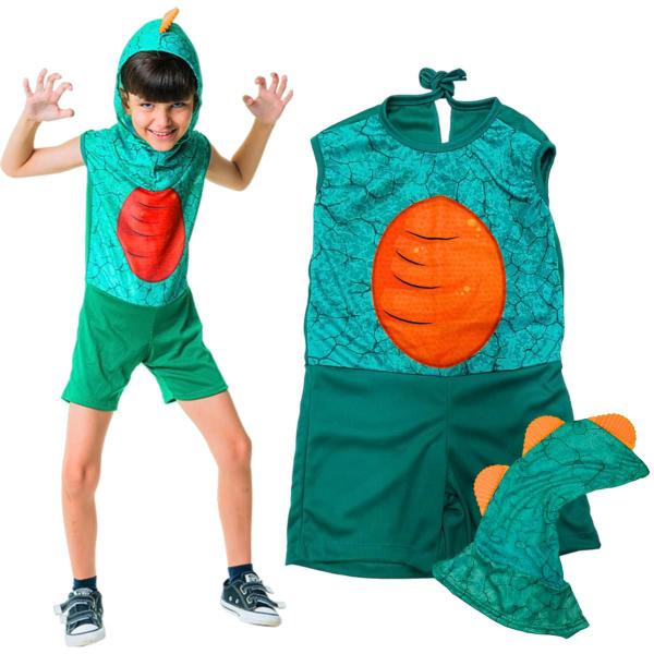 Imagem de Fantasia Completa Dino Verde Infantil Menino Dinossauro Com Gorro Masculino Criança Toymaster