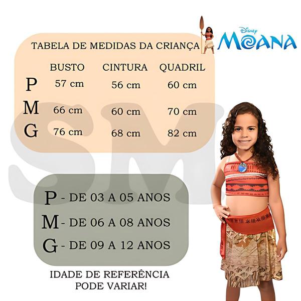 Imagem de Fantasia Conjunto Infantil Filme Moana Saia E Top Tam M