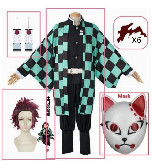 Imagem de Fantasia Cosplay Anime Tanjirou Kamado Demon Slayers Kimono